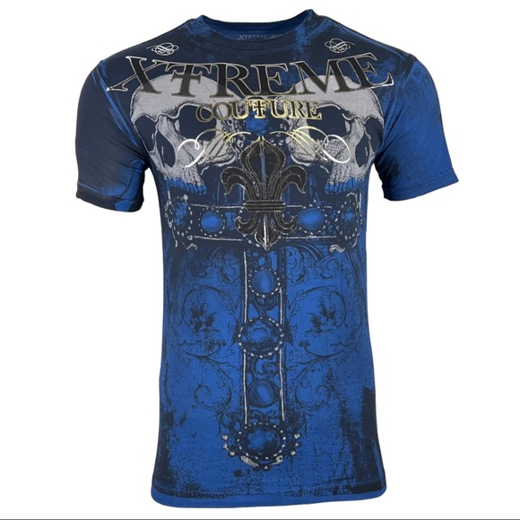 Xtreme Couture By Affliction Men's T-Shirt GRAVE MAKER Skull Cross S-5XL - Picture 1 of 10